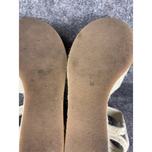 Jeffrey Campbell Sandals Womens Size 38 EU Natural Espadrille Wedge Ankle Strap - Picture 9 of 9